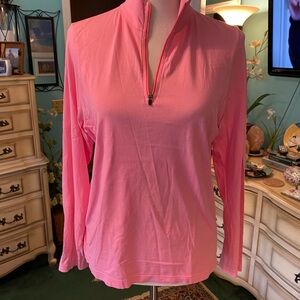 L.L. Bean Pink Polo Long Sleeve Tee Relaxed Fit